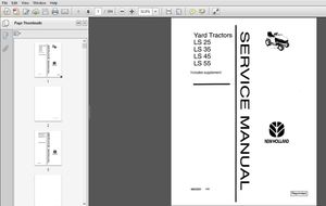 New Holland Yard Tractor LS25, LS35, LS45, LS55 Supplement Service Repair Manual (40002551R0)