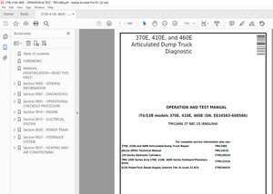 John Deere Dump Trucks 370E 410E 460E Operation And Test Manual TM12406 - PDF DOWNLOAD