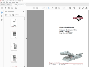CAT Bucyrus Continuous Miner 25M1AC Operation Manual A6474X307  - PDF DOWNLOAD