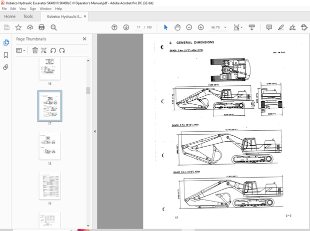 Kobelco SK400 III SK400LC III Excavator Operator’s Manual – PDF DOWNLOAD