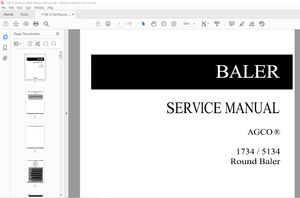 AGCO 1734 5134 Round Baler SERVICE MANUAL – PDF DOWNLOAD