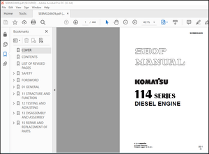 Komatsu 114 Series Diesel Engine Shop Manual SEBM024609 – PDF DOWNLOAD