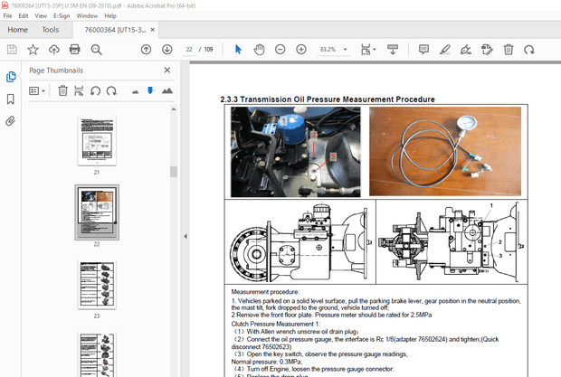UTILEV 1.5T-3.5T NON-US Internal Combustion Forklift Truck Service Manual PDF