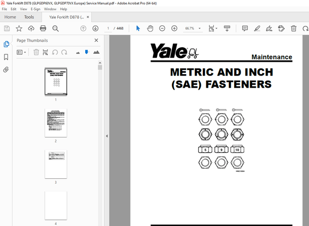 Yale Forklift D878 (GLPGDP60VX, GLPGDP70VX Europe) Service Manual PDF