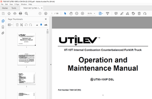 UTILEV UT80-100P DSL 8T-10T Internal Combustion Forklift Truck Operation Manual PDF