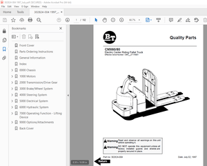 BT-Prime Mover CMX60 CMX80 Electric Center Riding Pallet Truck Parts Manual - PDF DOWNLOAD