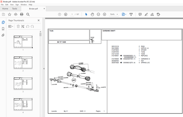 Laverda Header E420 Parts Catalog Manual – PDF DOWNLOAD