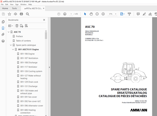 Ammann ASC 70 Single Drum Parts Manual 3016547 PDF