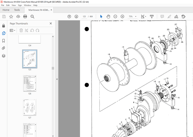 Manitowoc Traditional Crane M-65W Parts Manual 651005 – PDF DOWNLOAD