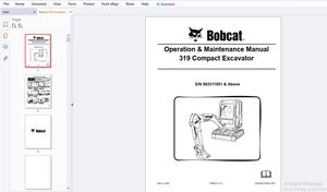 Bobcat 319 Compact Excavator Operation &amp; Maintenance Manual SN 563311001 &amp; Above – PDF DOWNLOAD