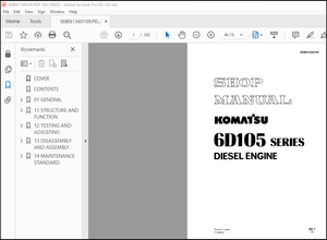 Komatsu 6D105 Series Diesel Engine Shop Manual SEBE61360109 – PDF DOWNLOAD