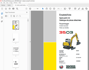 Wacker Neuson 3503 Crawler Excavator Parts Manual 1000189534 - PDF DOWNLOAD 