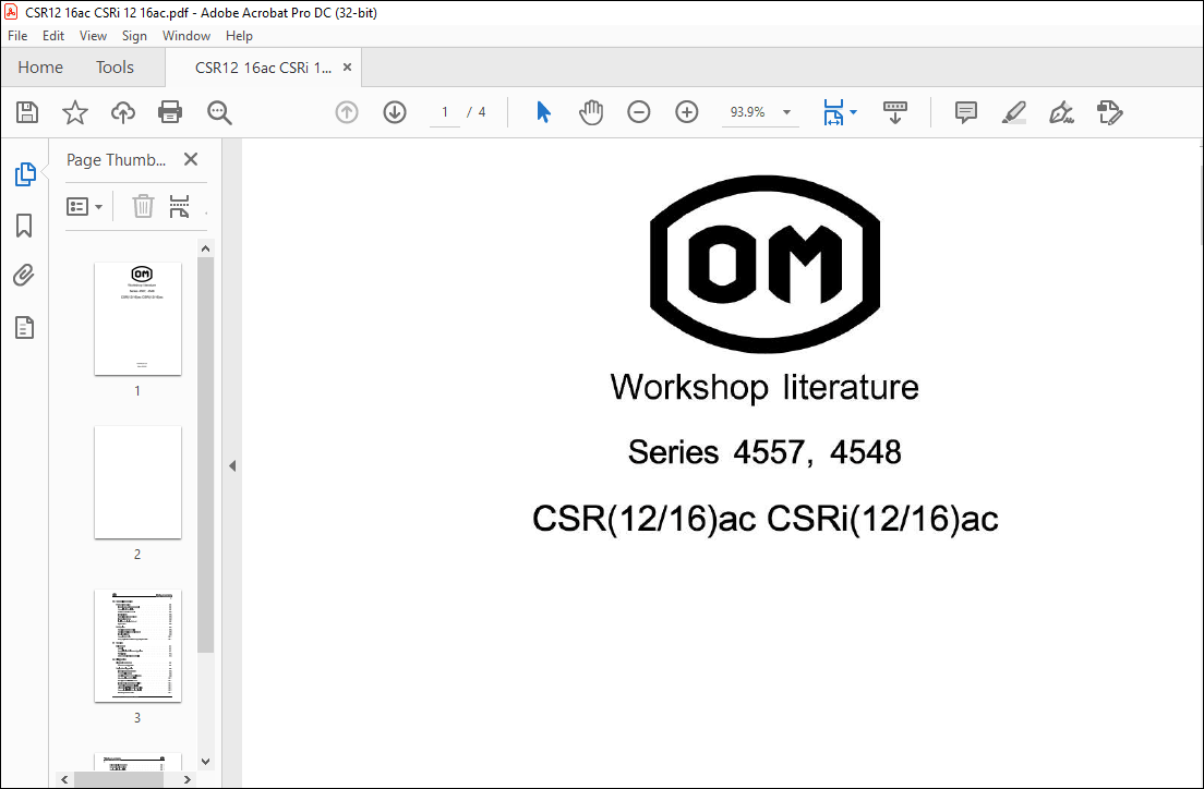 OM Pimespo Series 4557, 4548 CSR(1216)ac CSRi(1216)ac Workshop Manual ...