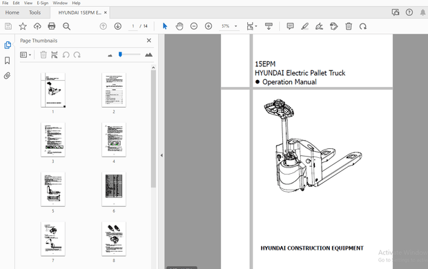 HYUNDAI 15EPM Electric Pallet Truck Operation Manual – PDF DOWNLOAD