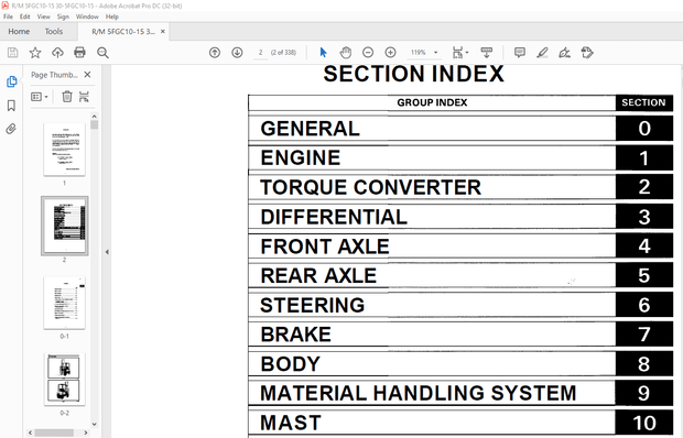 Toyota Forklift 5FGC10-15 Repair Manual - PDF DOWNLOAD