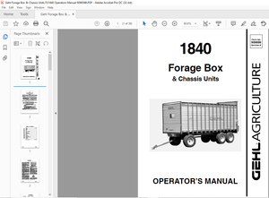 Gehl Forage Box &amp; Chassis Units FX1840 Operators Manual 909856B – PDF DOWNLOAD