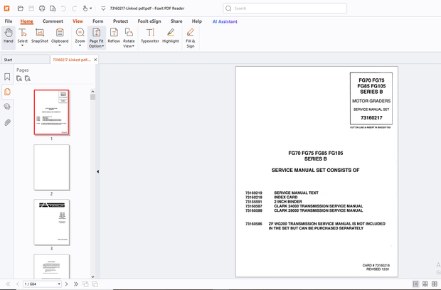 Fiatallis FG70 FG75 FG85 FG105 Series B Motor Graders Service Manual - PDF DOWNLOAD