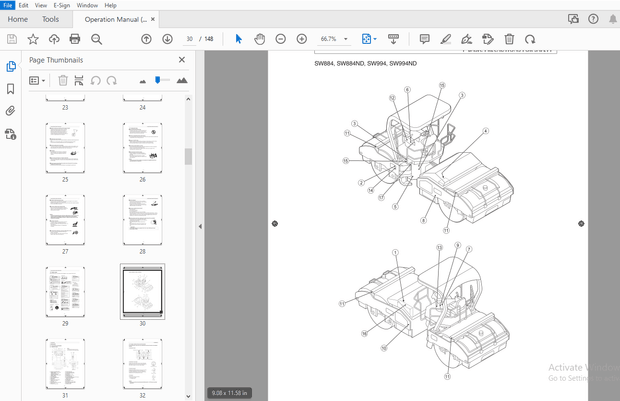 Sakai SW884 SW884ND SW994 SW994ND Operation &amp; Maintenance Manual PDF