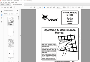Bobcat M-444 M-600 Gasoline L.P.Gas Electric Diesel Loader Operation &amp; Maintenance Manual 6509 - PDF