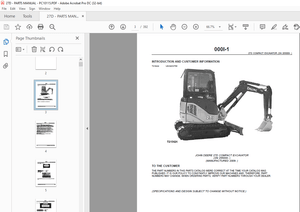 John Deere 27D Compact Excavator Parts Manual PC10115 - PDF DOWNLOAD
