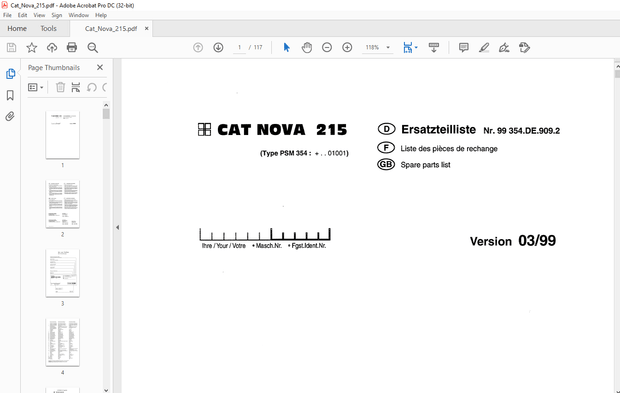 Pottinger Tractor Mower CAT NOVA 215 Operating instructions List of spare parts Manual PDF DOWNLOAD