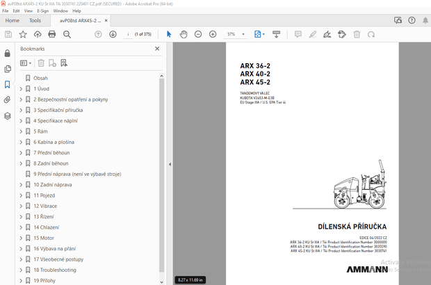 AMMANN ARX 36-2 ARX 40-2 ARX 45-2 DÍLENSKÁ PŘÍRUČKA PDF