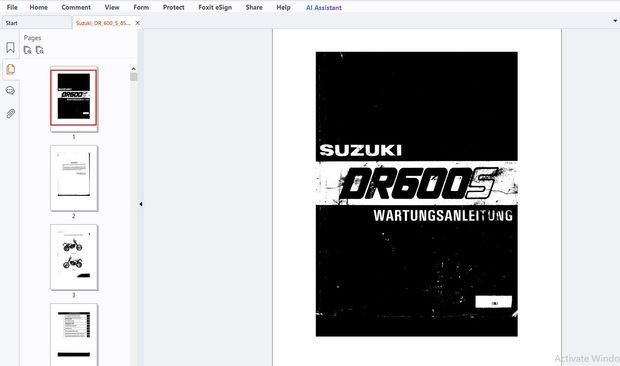 Suzuki DR600S Wartungsanleitung – PDF DOWNLOAD