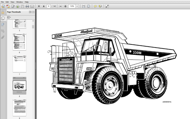 Komatsu 330M Dump Truck Operation &amp; Maintenance Manual SERIAL NUMBERS A10212 -A10223 PDF Download  