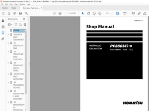 Komatsu PC360LCi-11 Hydraulic Excavator Shop Manual SEN06601-11 – PDF DOWNLOAD