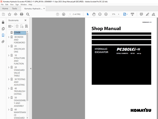 Komatsu PC360LCi-11 Hydraulic Excavator Shop Manual SEN06601-11 – PDF DOWNLOAD
