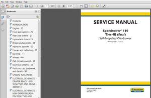 New Holland Speedrower 160 Tier 4B (final) Self-Propelled Windrower Service Manual (48126542)