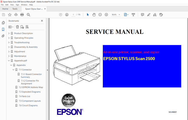 Epson Stylus Scan 2500 Service Manual - PDF DOWNLOAD