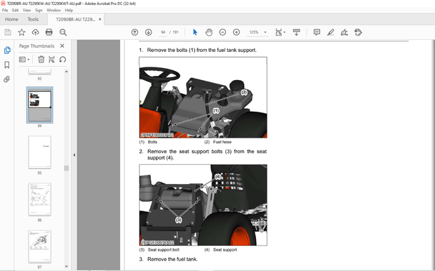 Kubota Lawn Tractor T2090BR-AU T2290KW-AU T2290KWT-AU Workshop Manual – PDF DOWNLOAD