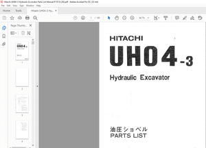 Hitachi Hydraulic Excavator UH04-3 Parts List Manual P55-6-2W – PDF DOWNLOAD