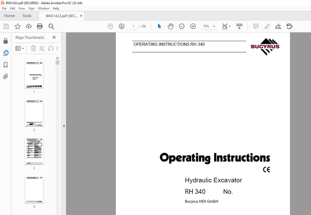 Cat Bucyrus RH 340 Hydraulic Excavator Operating Instructions Manual BI651422 – PDF DOWNLOAD