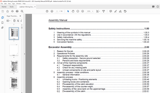 Liebherr R 9400 Shovel Attachment Hydraulic Excavator Assembly Manual – PDF DOWNLOAD