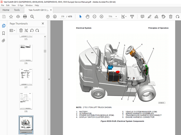Yale Forklift G813 (GLPGDP40VX5, 40VX6,45VX6, GLPGDP45SVX5, 50VX, 55VX Europe) Service Manual - PDF