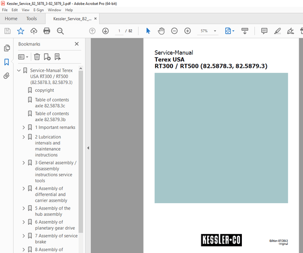Terex Crane RT300 / RT500 (82.5878.3, 82.5879.3) Service Manual – PDF DOWNLOAD
