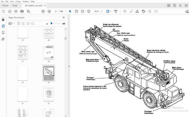 Tadano TR-200EX Hydraulic Crane Operation &amp; Maintenance Manual – PDF