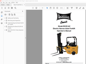 Bendi Landoll B330 AC Electric Narrow Aisle Forklift Operator’s Manual F-548-1010 – PDF DOWNLOAD