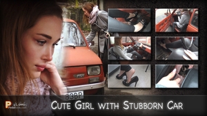 Cute Girl with stubborn Car