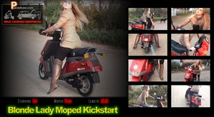 Blonde Lady Moped Kickstart
