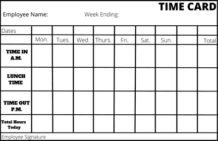 Sub Standard Daily Digital Timecard