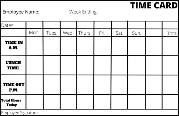 Sub Standard Daily Digital Timecard