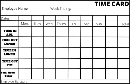 Standard Daily Digital Timecard