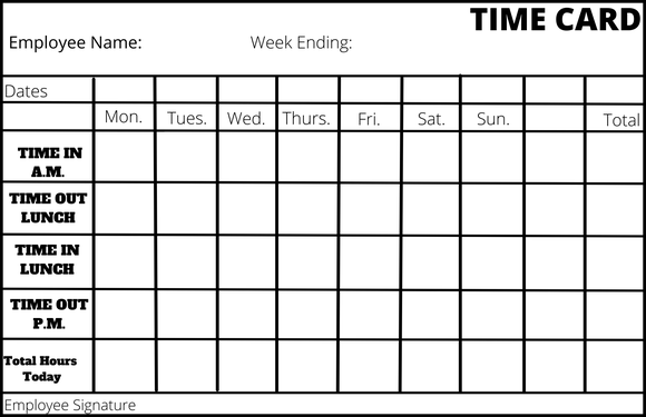Standard Daily Digital Timecard