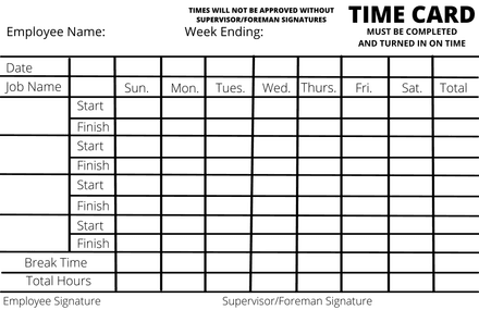 Construction/Demolition Digital Daily Timecard