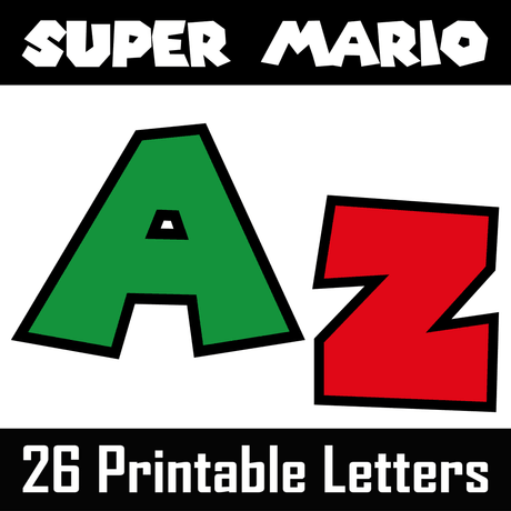 Super Mario Alphabet Letters | 26 Printable Digital Letters