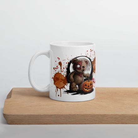 Happy Halloween Teddy Bear - 11 oz White Mug + eBook