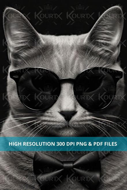 Digital File - Printable Wall Art - Cool Cat